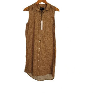 Tahari 100% Linen Shirt Dress Tunic Button size M